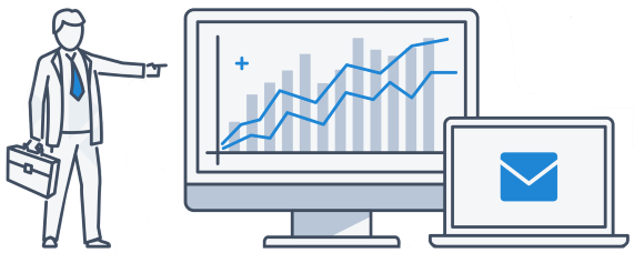 Illustration of dashboards and reports generated by the software products